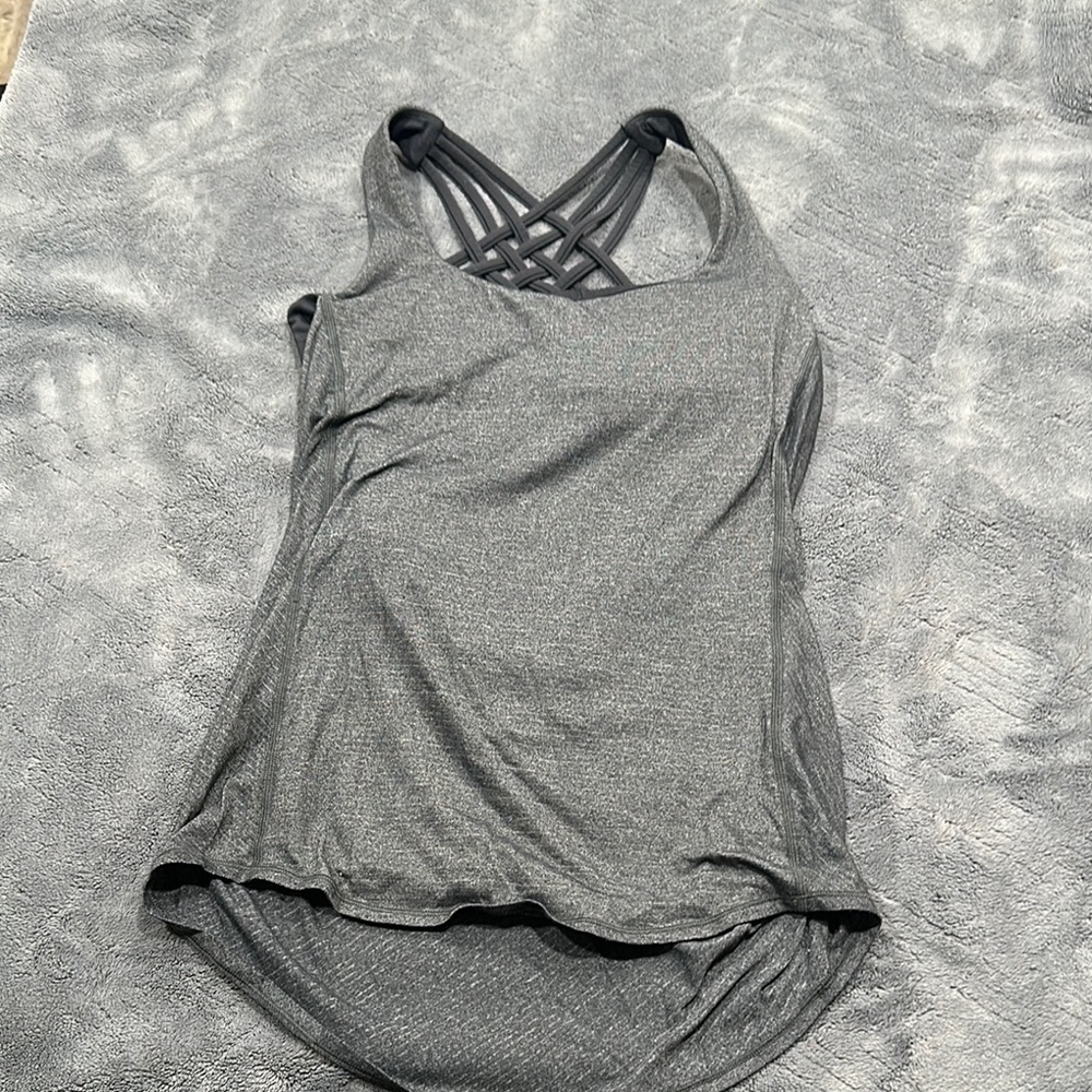 Lulu Lemon Women's Grey Yoga Top with Crisscross Back